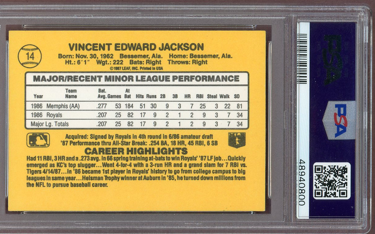 1987 Donruss Rookies #014 Bo Jackson Royals PSA 9 MINT 560707