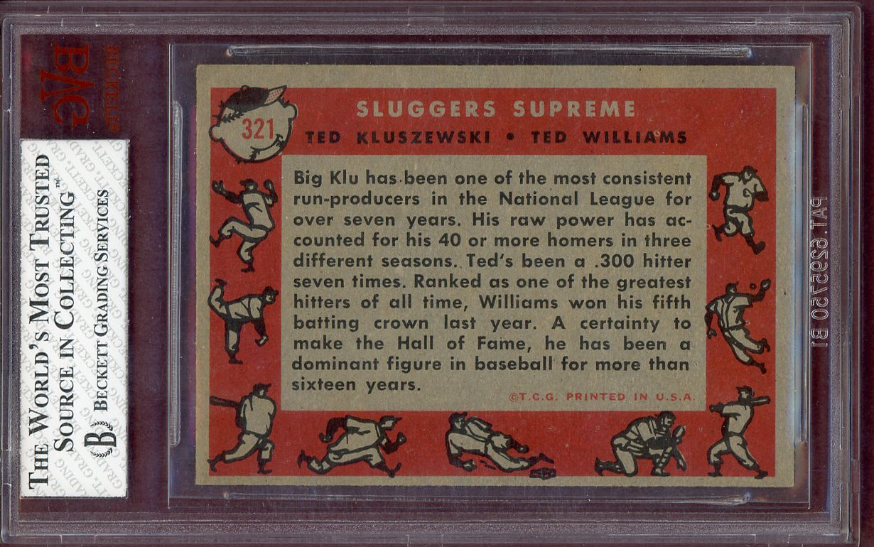 1958 Topps Baseball #321 Ted Williams Ted Kluszewski BVG 7 NM 560709