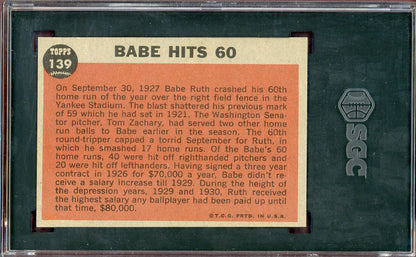 1962 Topps Baseball #139 Babe Ruth Yankees SGC 6 EX-MT 560713