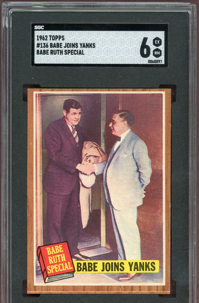 1962 Topps Baseball #136 Babe Ruth Yankees SGC 6 EX-MT 560716