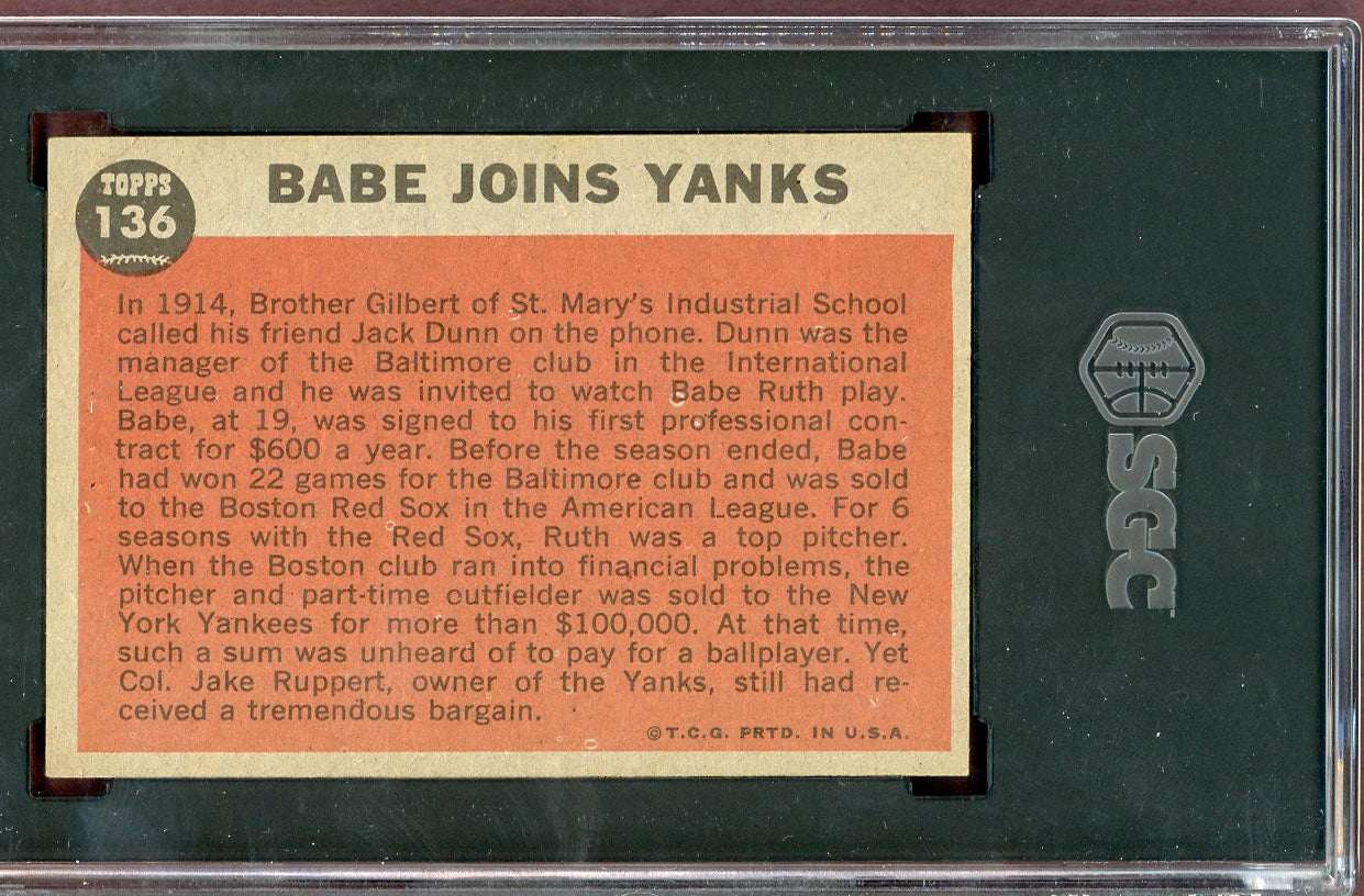 1962 Topps Baseball #136 Babe Ruth Yankees SGC 6 EX-MT 560716