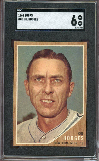 1962 Topps Baseball #085 Gil Hodges Mets SGC 6 EX-MT 560725