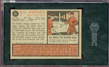 1962 Topps Baseball #085 Gil Hodges Mets SGC 6 EX-MT 560725
