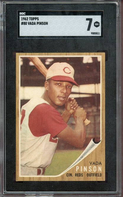 1962 Topps Baseball #080 Vada Pinson Reds SGC 7 NM 560726