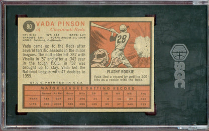 1962 Topps Baseball #080 Vada Pinson Reds SGC 7 NM 560726