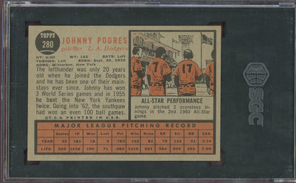 1962 Topps Baseball #280 Johnny Podres Dodgers SGC 7 NM 560729