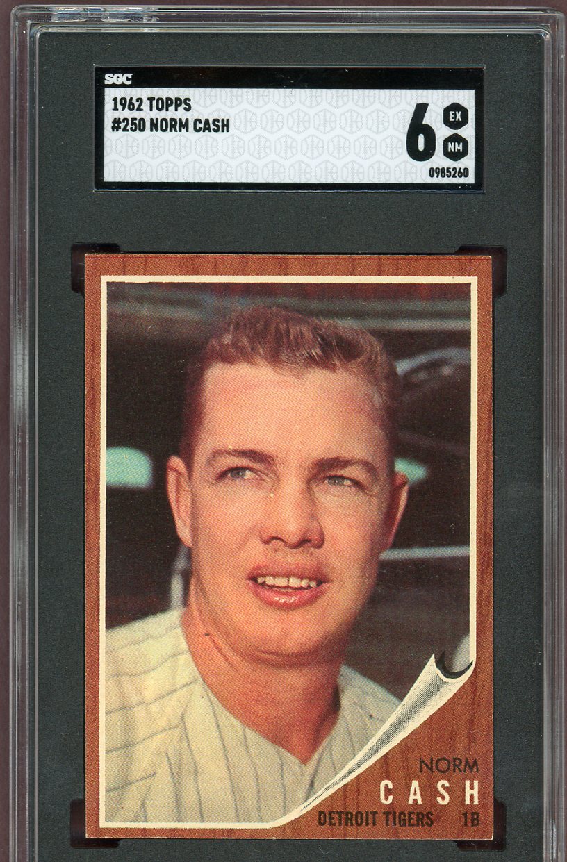 1962 Topps Baseball #250 Norm Cash Tigers SGC 6 EX-MT 560732