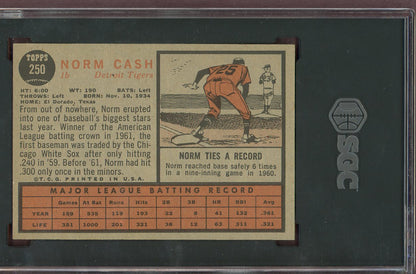 1962 Topps Baseball #250 Norm Cash Tigers SGC 6 EX-MT 560732