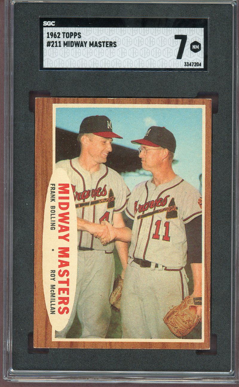 1962 Topps Baseball #211 Roy McMillan Frank Bolling SGC 7 NM 560733
