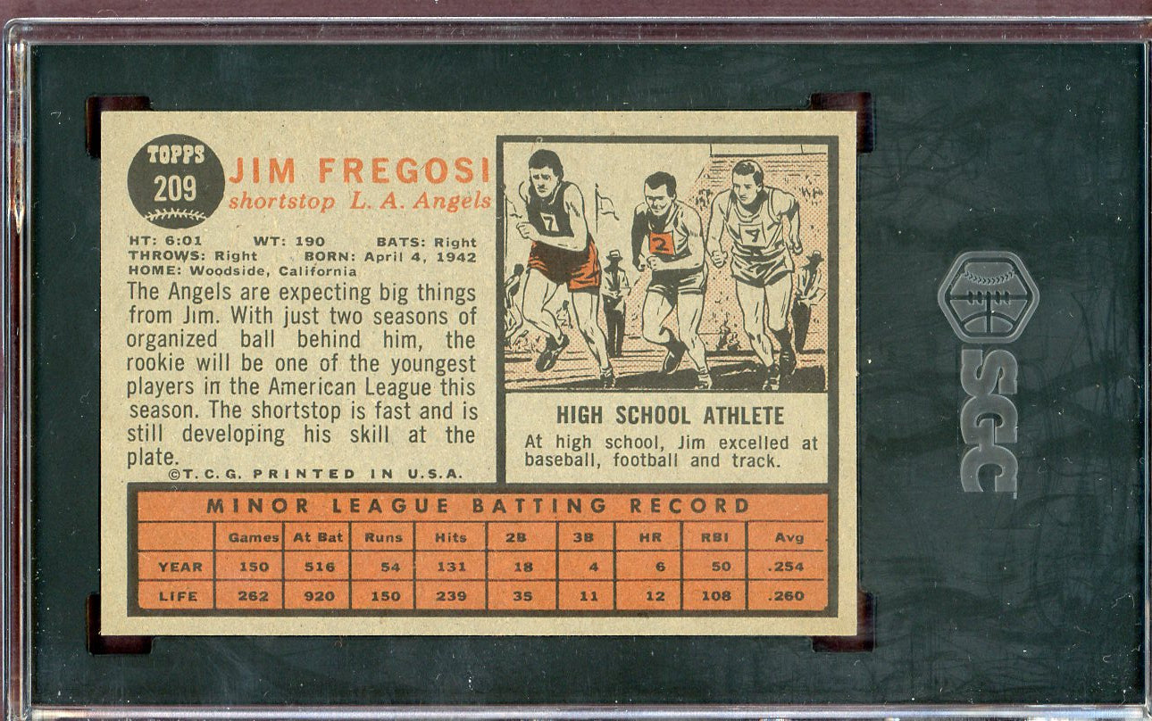 1962 Topps Baseball #209 Jim Fregosi Angels SGC 7 NM 560734