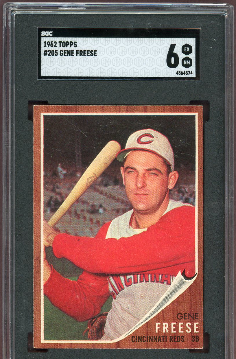 1962 Topps Baseball #205 Gene Freese Reds SGC 6 EX-MT 560736