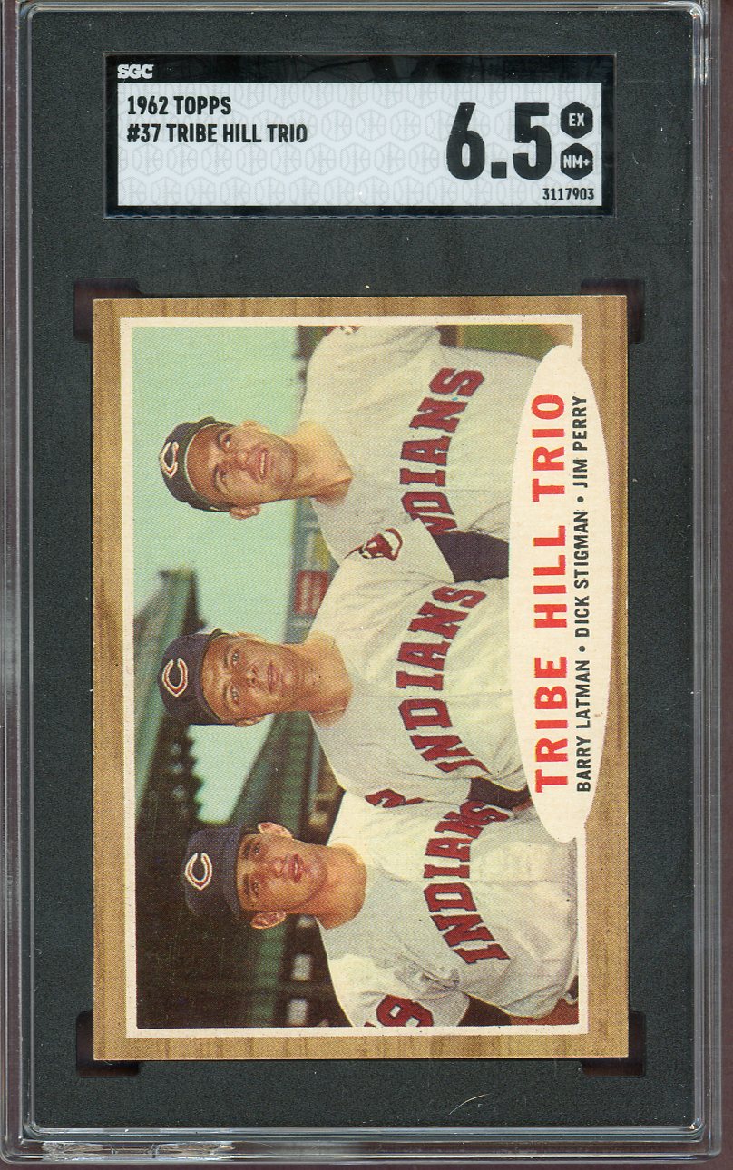 1962 Topps Baseball #037 Jim Perry Dick Stigman SGC 6.5 EX-MT+ 560738