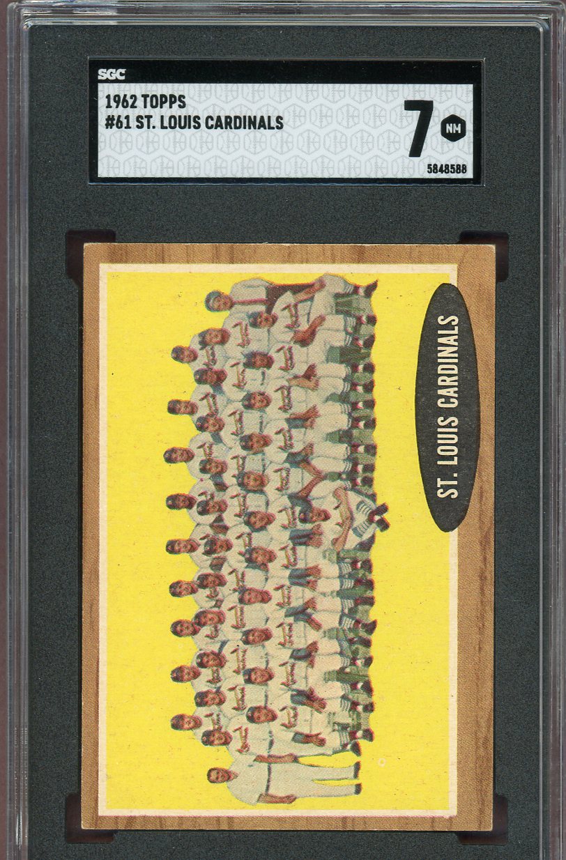 1962 Topps Baseball #061 St. Louis Cardinals Team SGC 7 NM 560739