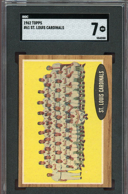 1962 Topps Baseball #061 St. Louis Cardinals Team SGC 7 NM 560739