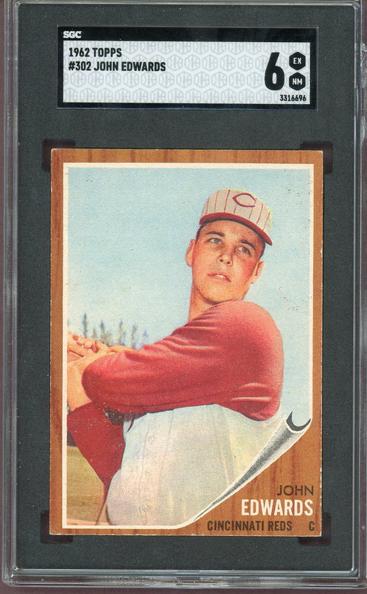 1962 Topps Baseball #302 John Edwards Reds SGC 6 EX-MT 560741