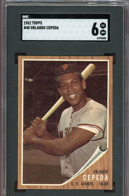 1962 Topps Baseball #040 Orlando Cepeda Giants SGC 6 EX-MT 560743