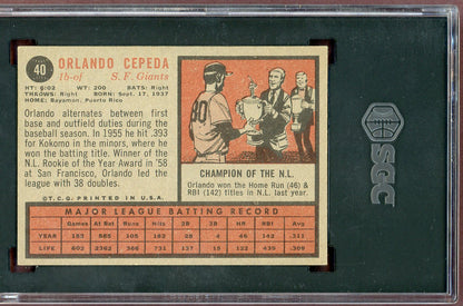 1962 Topps Baseball #040 Orlando Cepeda Giants SGC 6 EX-MT 560743