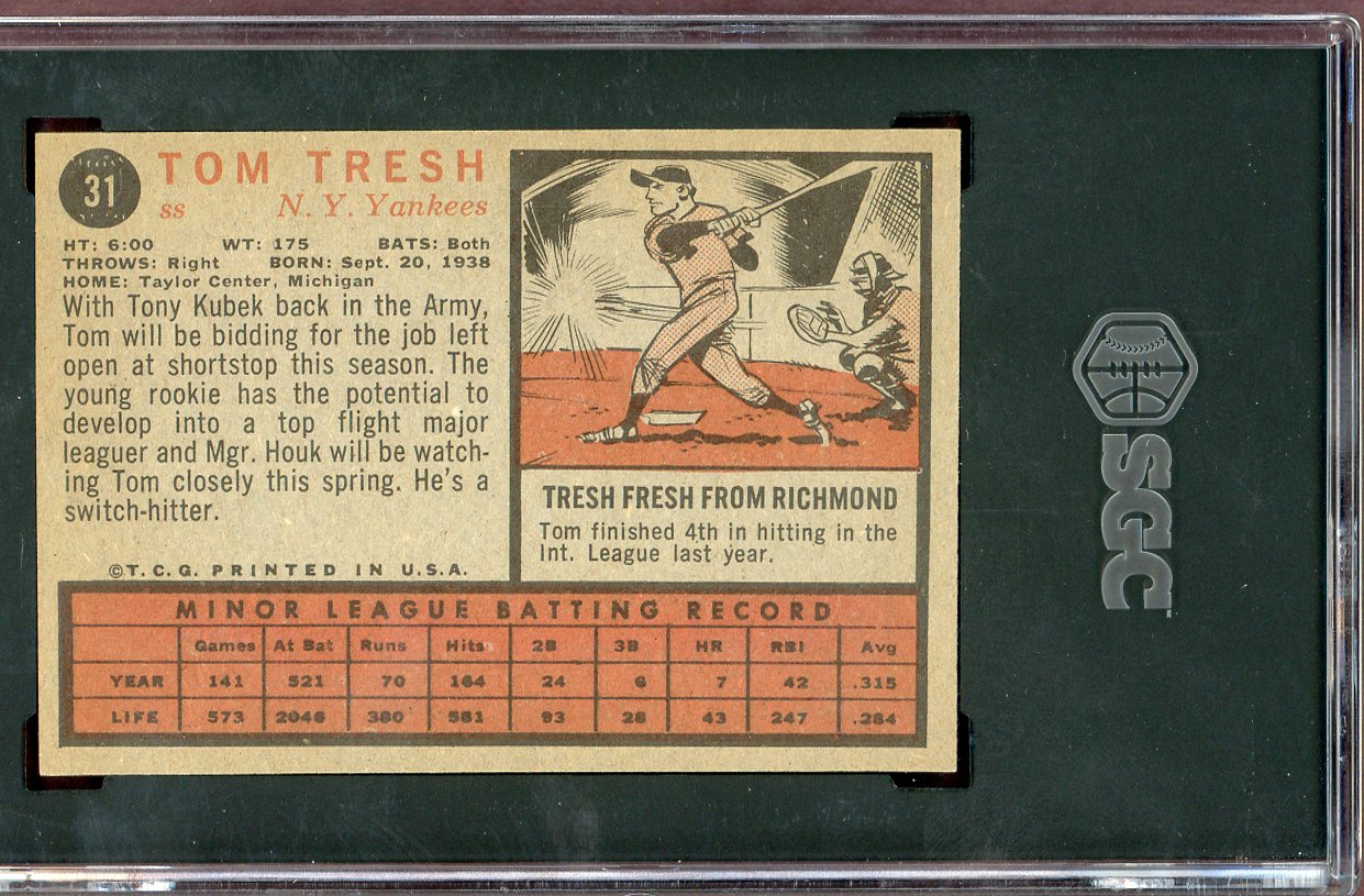 1962 Topps Baseball #031 Tom Tresh Yankees SGC 7.5 NM+ 560744