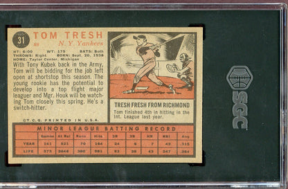 1962 Topps Baseball #031 Tom Tresh Yankees SGC 7.5 NM+ 560744