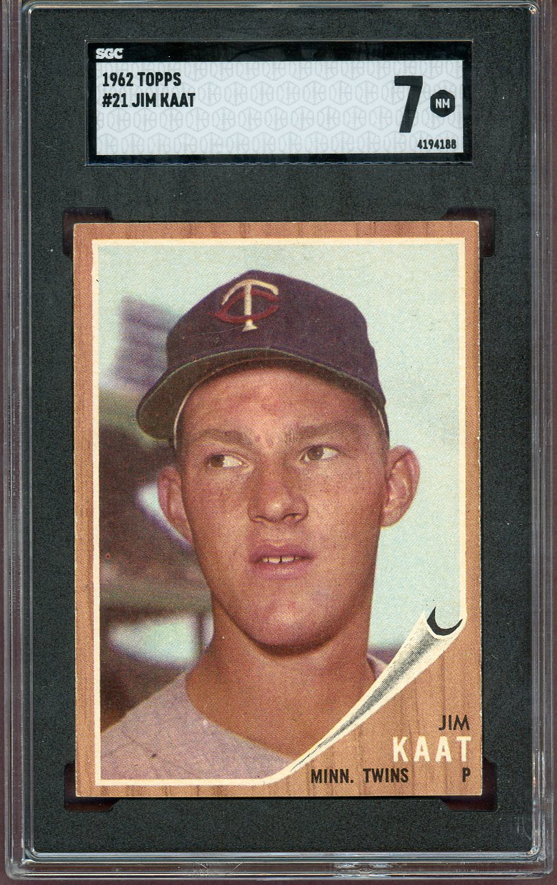 1962 Topps Baseball #021 Jim Kaat Twins SGC 7 NM 560746
