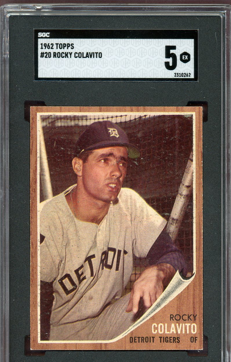 1962 Topps Baseball #020 Rocky Colavito Tigers SGC 5 EX 560747