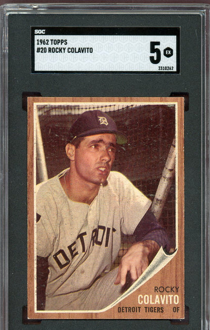 1962 Topps Baseball #020 Rocky Colavito Tigers SGC 5 EX 560747