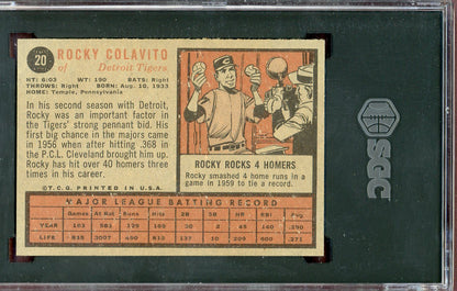 1962 Topps Baseball #020 Rocky Colavito Tigers SGC 5 EX 560747