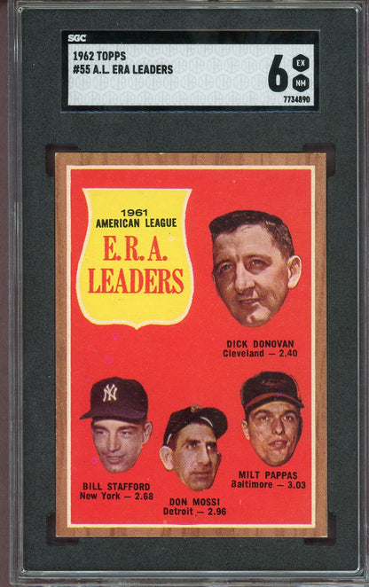 1962 Topps Baseball #055 A.L. ERA Leaders SGC 6 EX-MT 560749