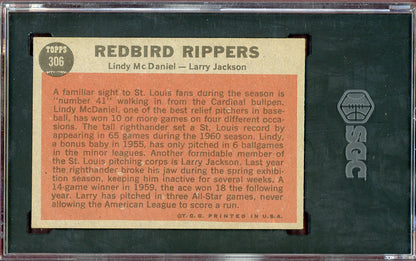 1962 Topps Baseball #306 Lindy McDaniel Larry Jackson SGC 6 EX-MT 560753