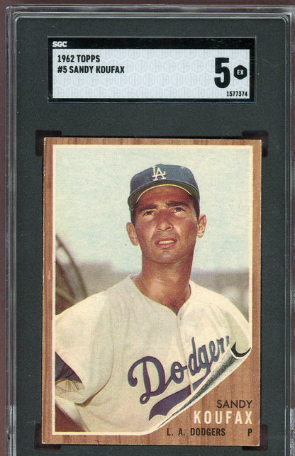 1962 Topps Baseball #005 Sandy Koufax Dodgers SGC 5 EX 560755