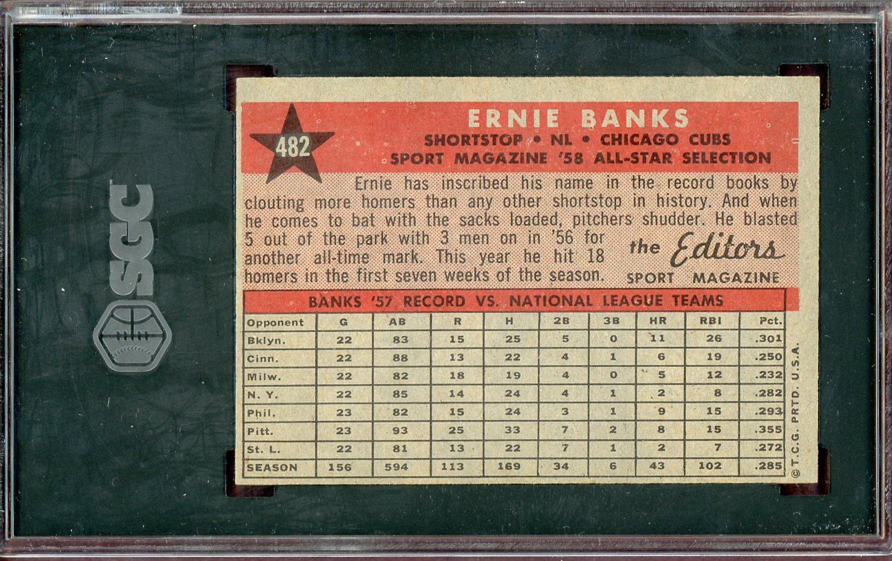 1958 Topps Baseball #482 Ernie Banks A.S. Cubs SGC 6.5 EX-MT+ 560758