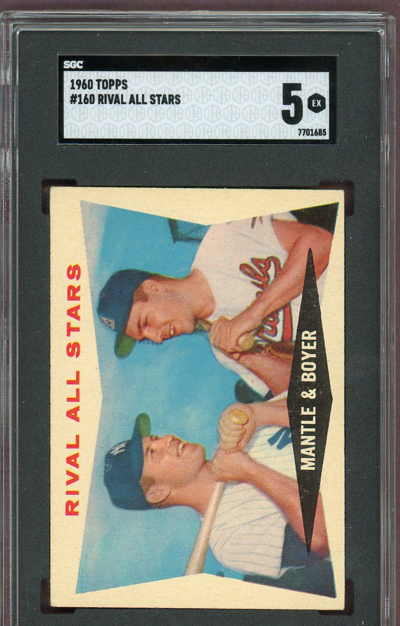 1960 Topps Baseball #160 Mickey Mantle Ken Boyer SGC 5 EX 560760