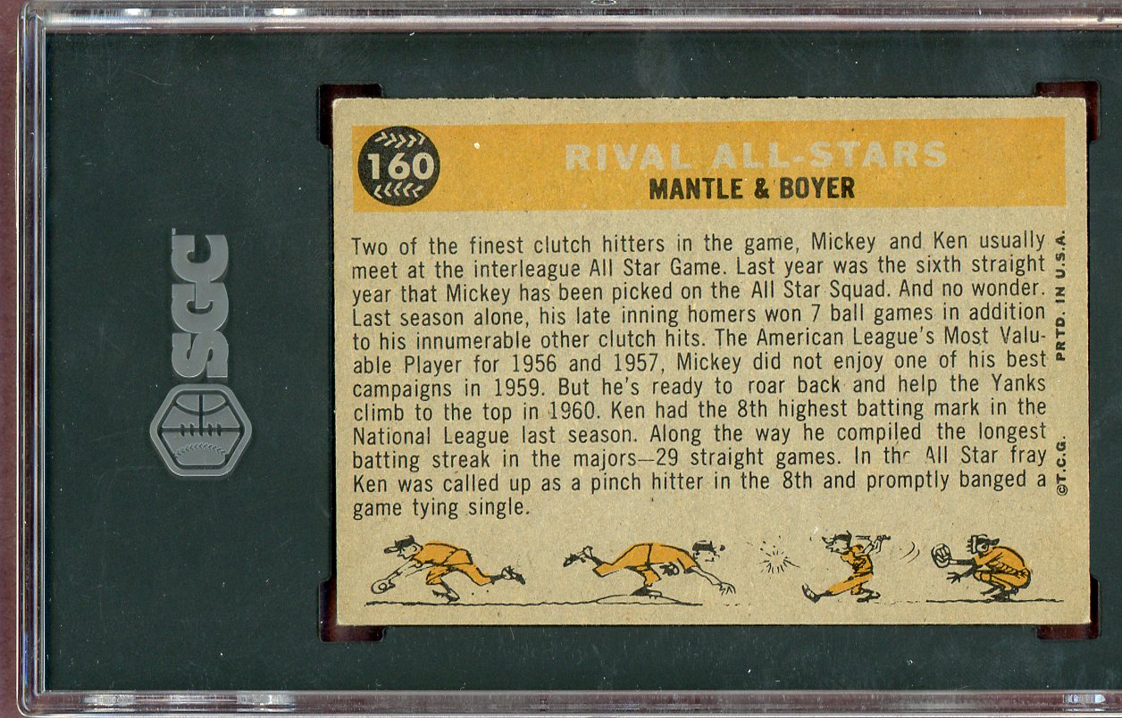 1960 Topps Baseball #160 Mickey Mantle Ken Boyer SGC 5 EX 560760