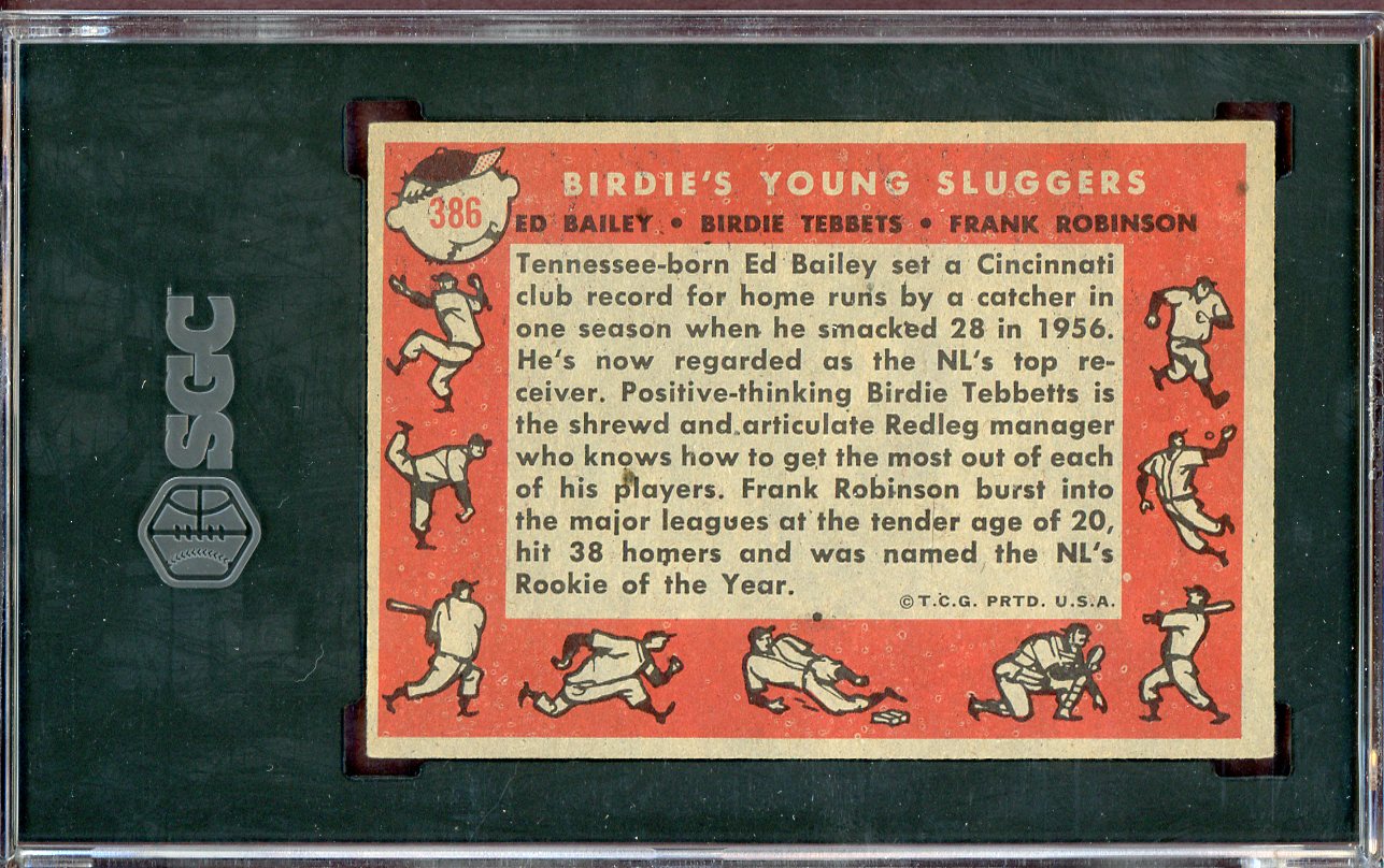 1958 Topps Baseball #386 Frank Robinson Ed Bailey SGC 6 EX-MT 560761