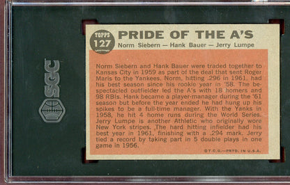 1962 Topps Baseball #127 Hank Bauer Norm Siebern SGC 7 NM 560764