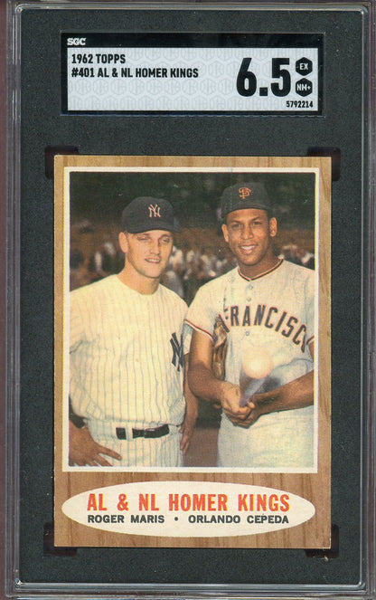 1962 Topps Baseball #401 Roger Maris Orlando Cepeda SGC 6.5 EX-MT+ 560769