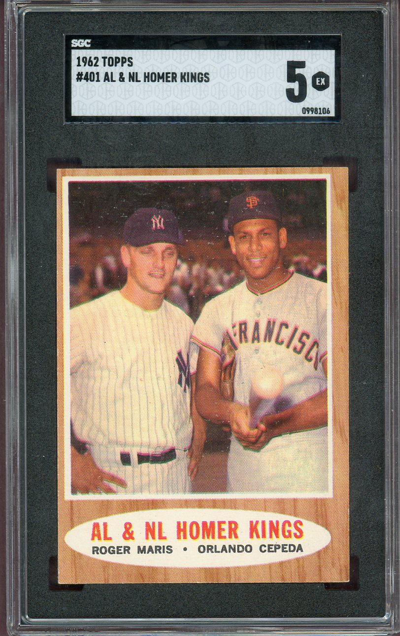 1962 Topps Baseball #401 Roger Maris Orlando Cepeda SGC 5 EX 560770