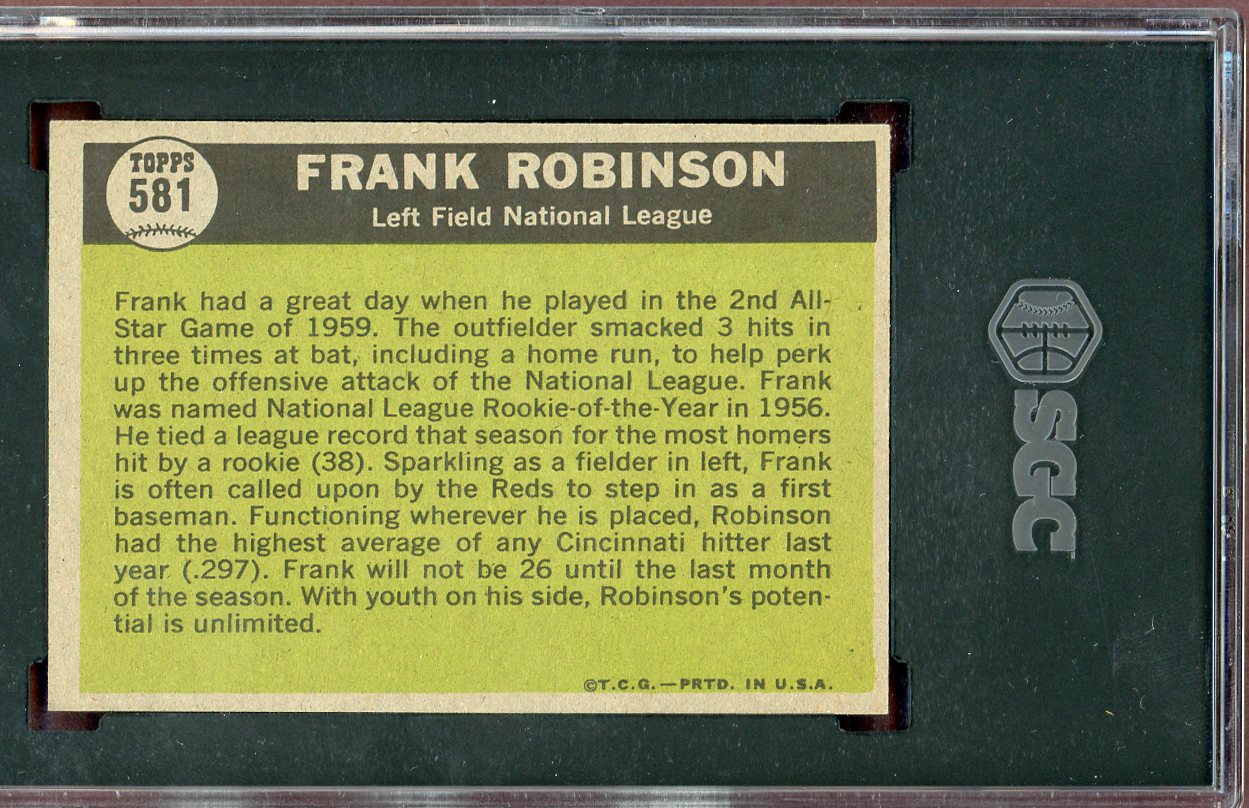 1961 Topps Baseball #581 Frank Robinson A.S. Reds SGC 5.5 EX+ 560771