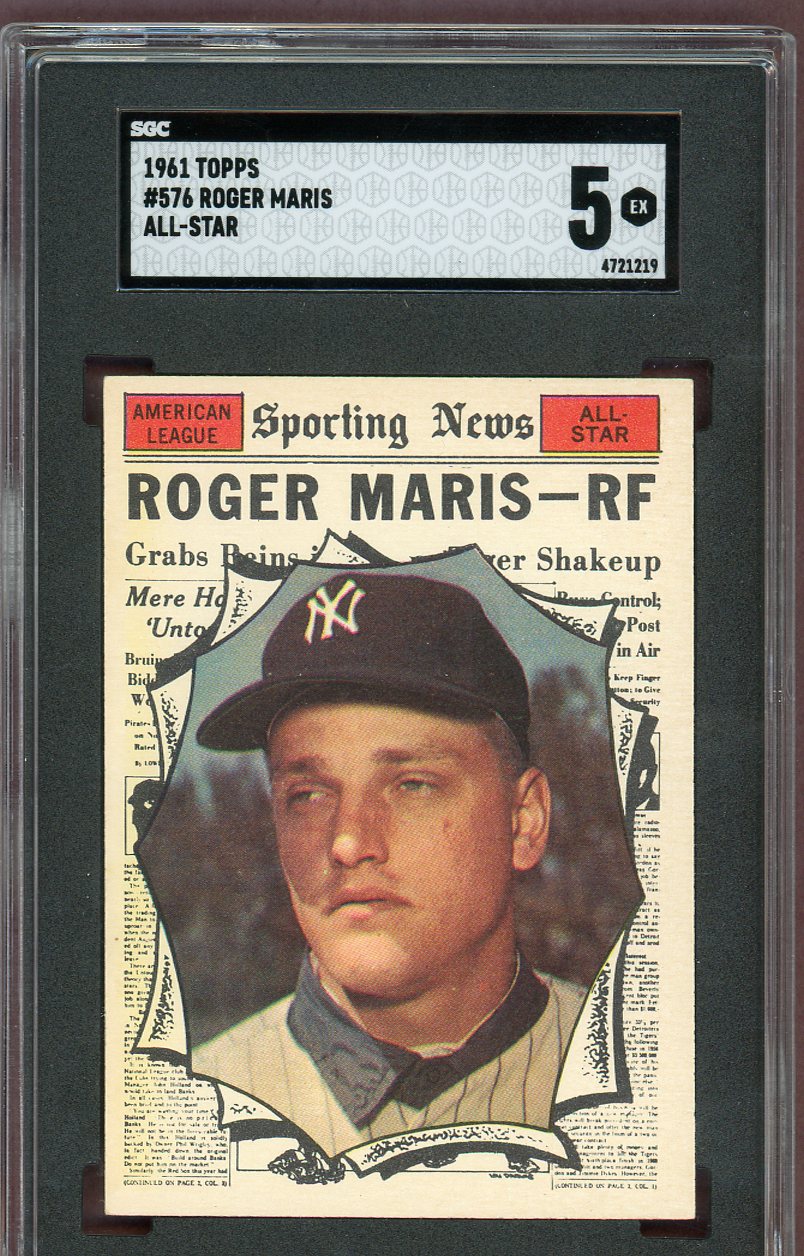 1961 Topps Baseball #576 Roger Maris A.S. Yankees SGC 5 EX 560772