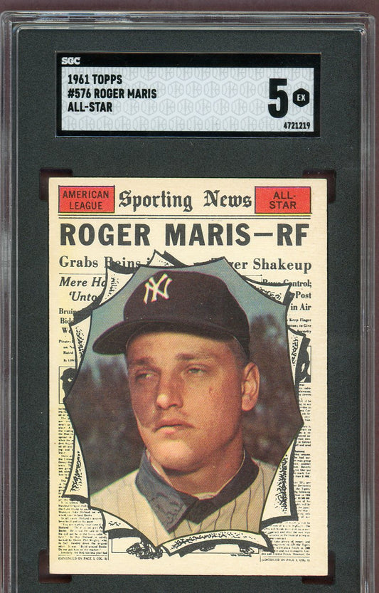 1961 Topps Baseball #576 Roger Maris A.S. Yankees SGC 5 EX 560772