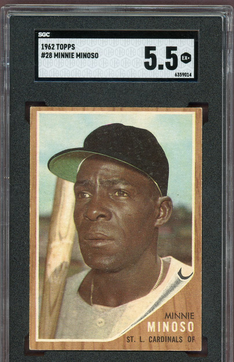 1962 Topps Baseball #028 Minnie Minoso Cardinals SGC 5.5 EX+ 560775