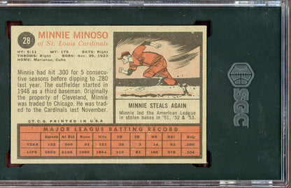 1962 Topps Baseball #028 Minnie Minoso Cardinals SGC 5.5 EX+ 560775