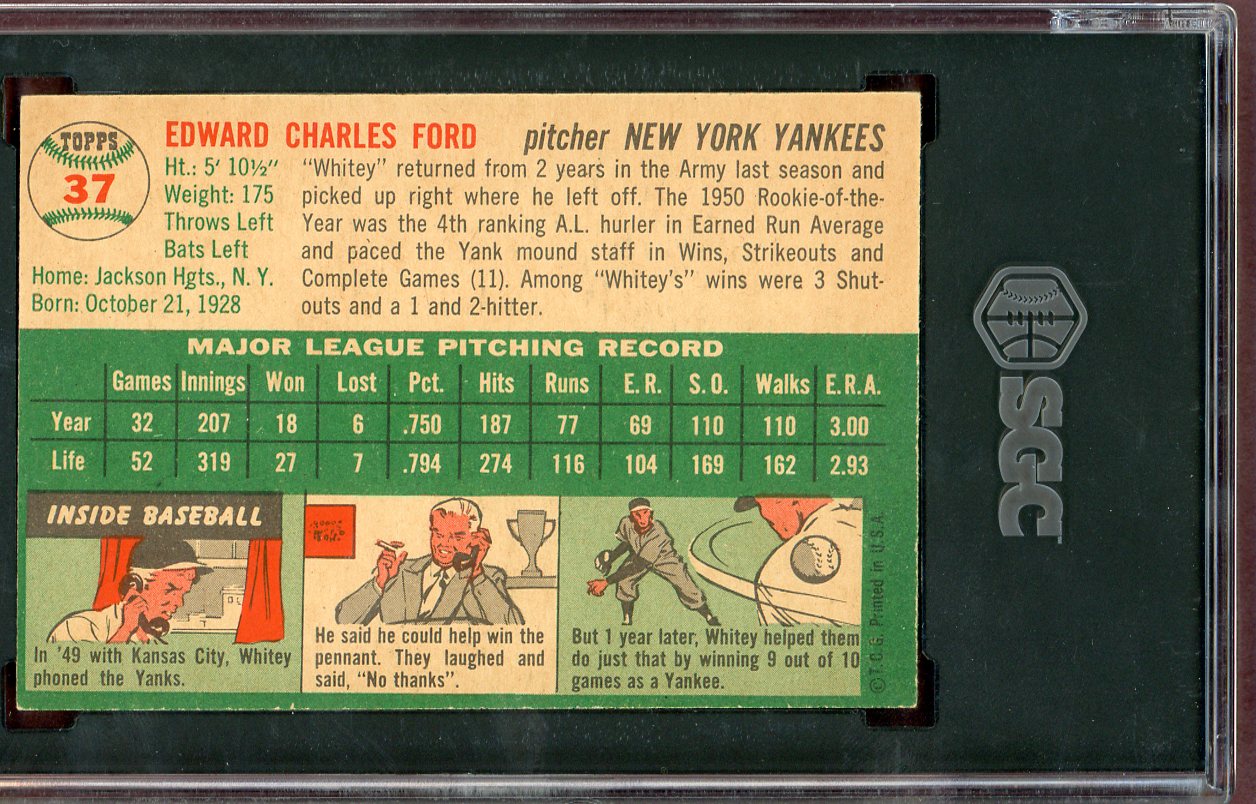 1954 Topps Baseball #037 Whitey Ford Yankees SGC 6 EX-MT 560776