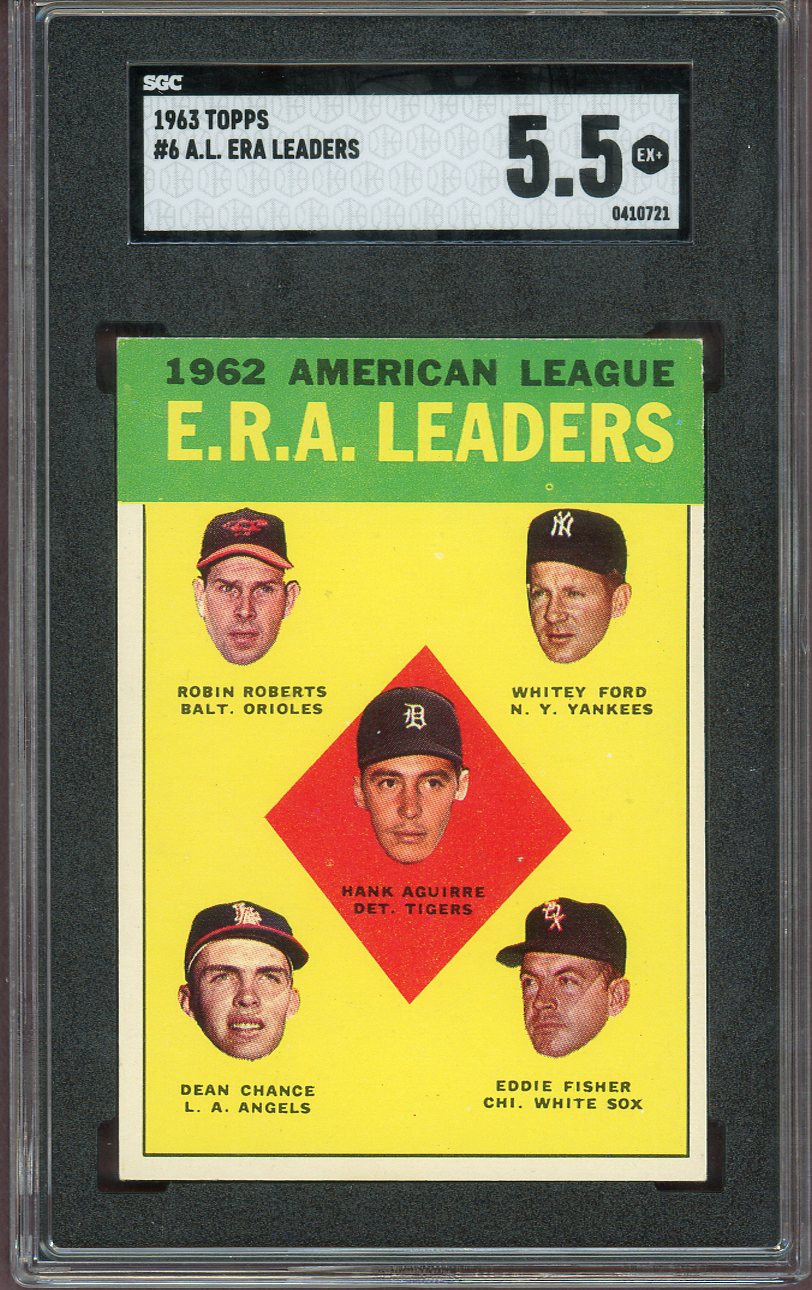 1963 Topps Baseball #006 A.L. ERA Leaders Whitey Ford SGC 5.5 EX+ 560778