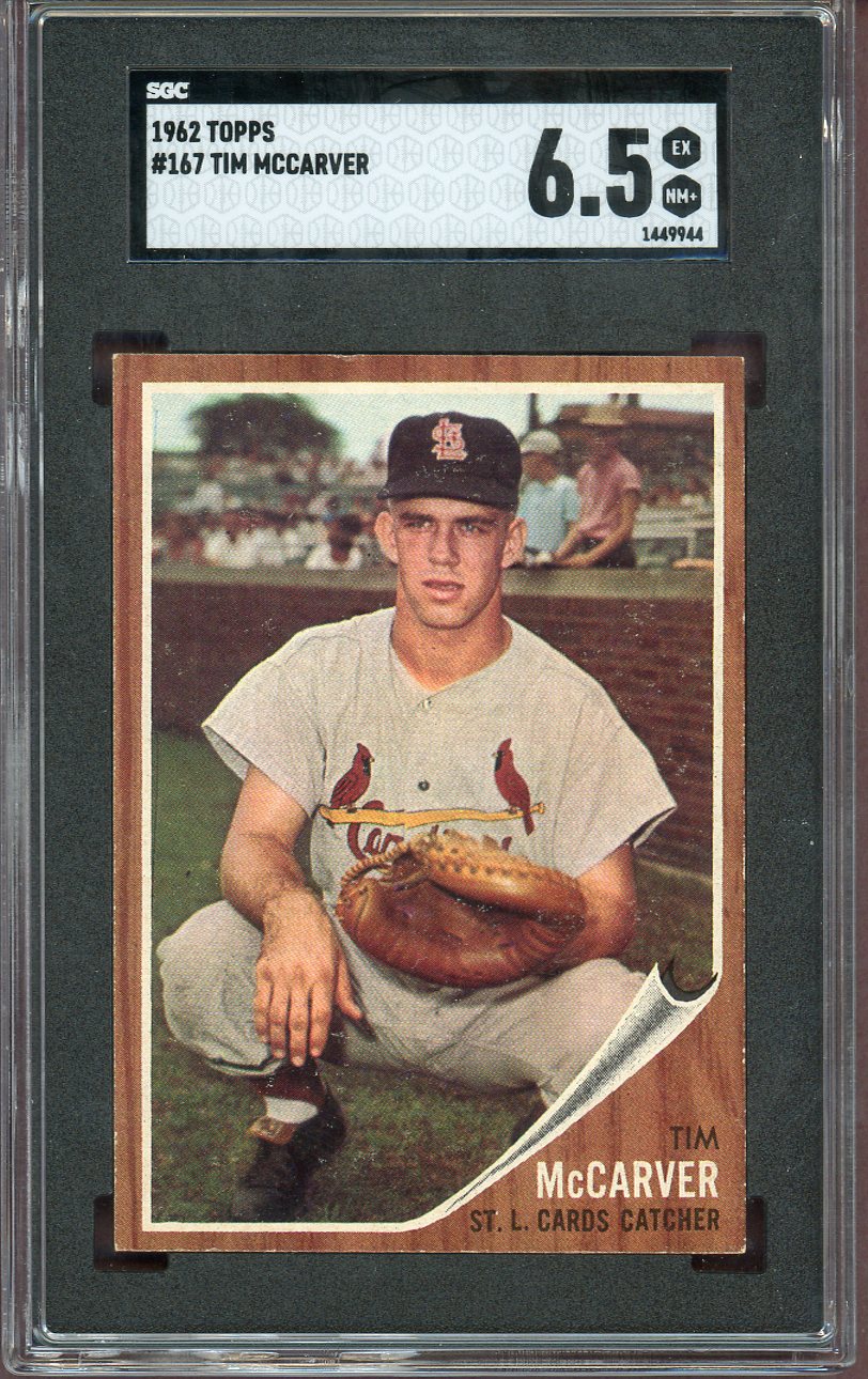 1962 Topps Baseball #167 Tim McCarver Cardinals SGC 6.5 EX-MT+ 560782