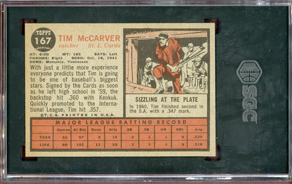 1962 Topps Baseball #167 Tim McCarver Cardinals SGC 6.5 EX-MT+ 560782
