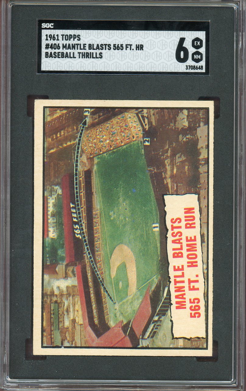 1961 Topps Baseball #406 Mickey Mantle IA Yankees SGC 6 EX-MT 560785