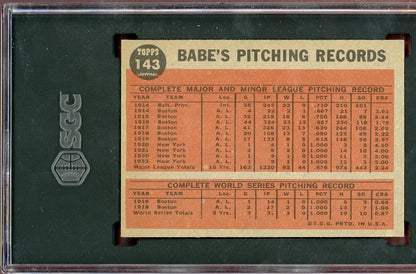 1962 Topps Baseball #143 Babe Ruth Yankees SGC 7 NM 560796