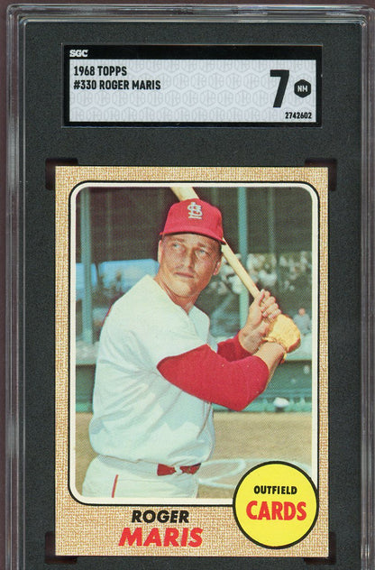1968 Topps Baseball #330 Roger Maris Cardinals SGC 7 NM 560800