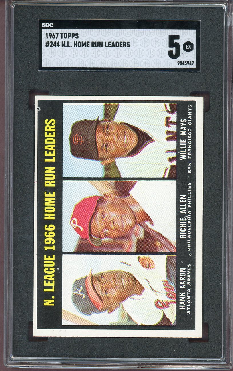 1967 Topps Baseball #244 N.L. Home Run Leaders Aaron Mays SGC 5 EX 560801